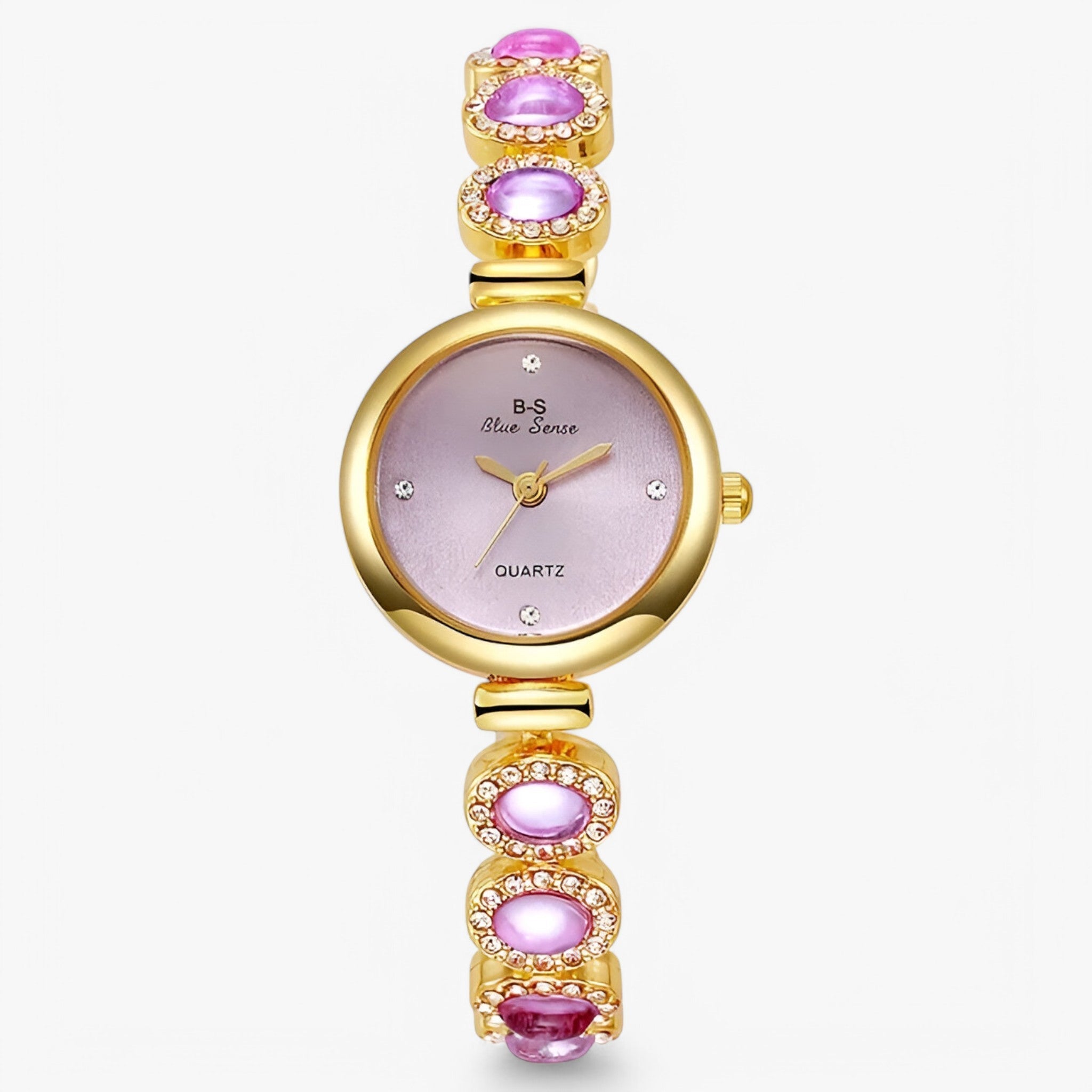 Veronica | Dameur med grønne sten og design inspireret af luksusmærker - Lyserød 2 - watches - {{ product_tags }