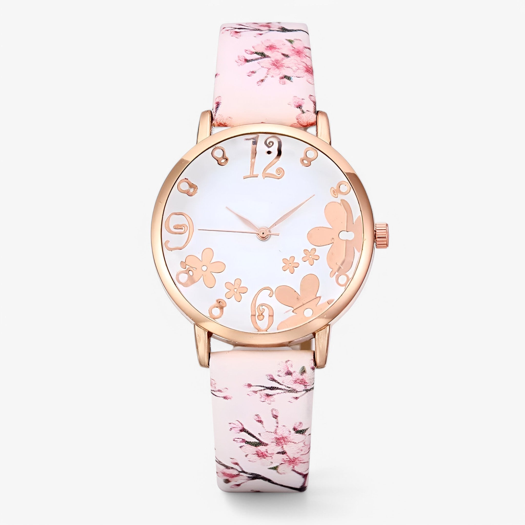 Kimberly | Dameur med blomster urskive og matchende armbånd - Hvid - watches - {{ product_tags }