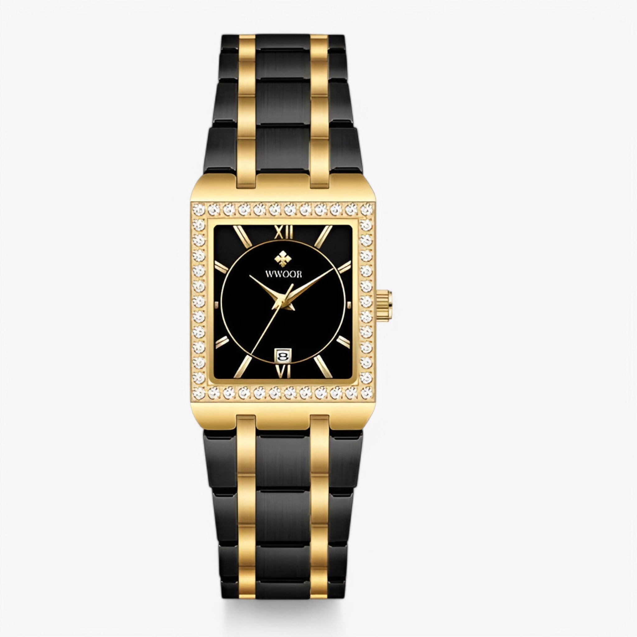 Celeste | Dameur med firkantede diamanter - sort guld sort - watches - {{ product_tags }