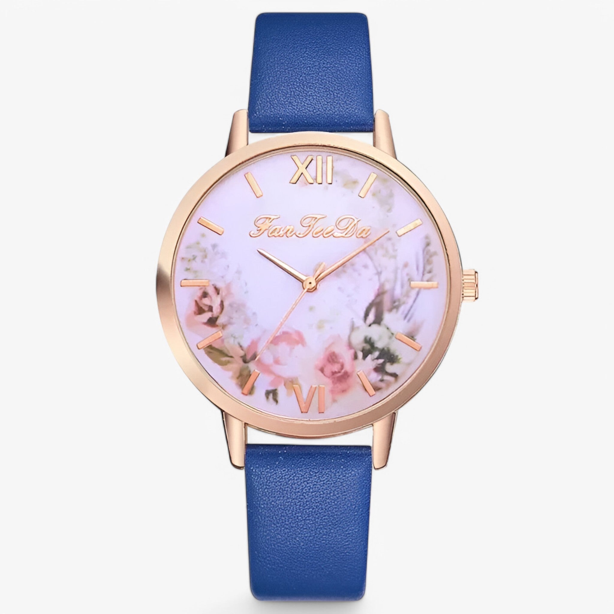 Ashley | Dameur med læderrem og enkelt, moderne design - Blå - Ashley | Dameur med læderrem og enkelt, moderne design - €25 - {{ product_tags }