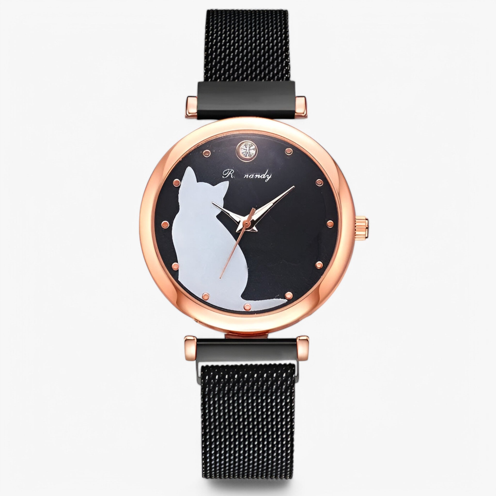 Skylar | Dameur med Cat Dial og Mesh-rem - Sort - watches - {{ product_tags }