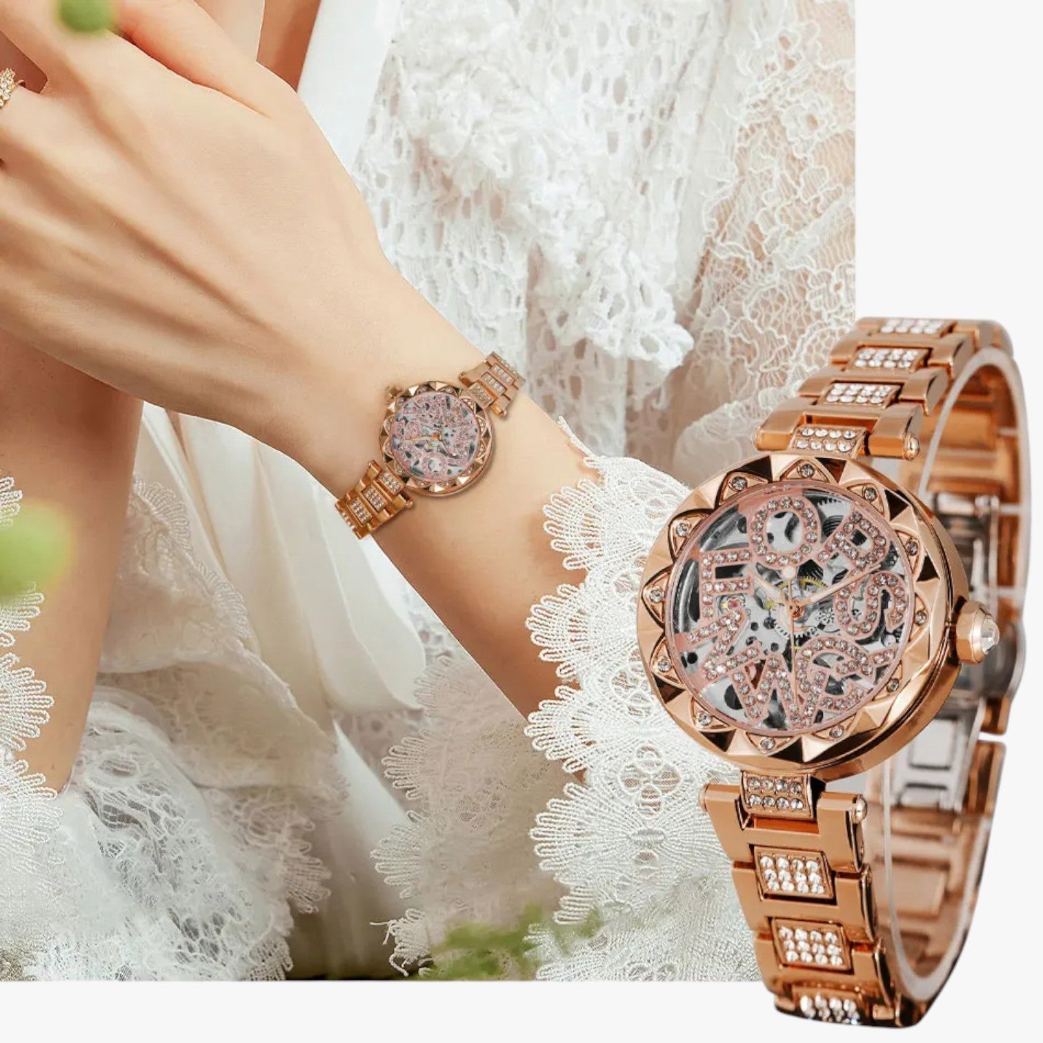 Ana | Luksus Kvinders Ur 2025 Mekanisk Elegance i Stål og Diamanter 3D - - watches - {{ product_tags }