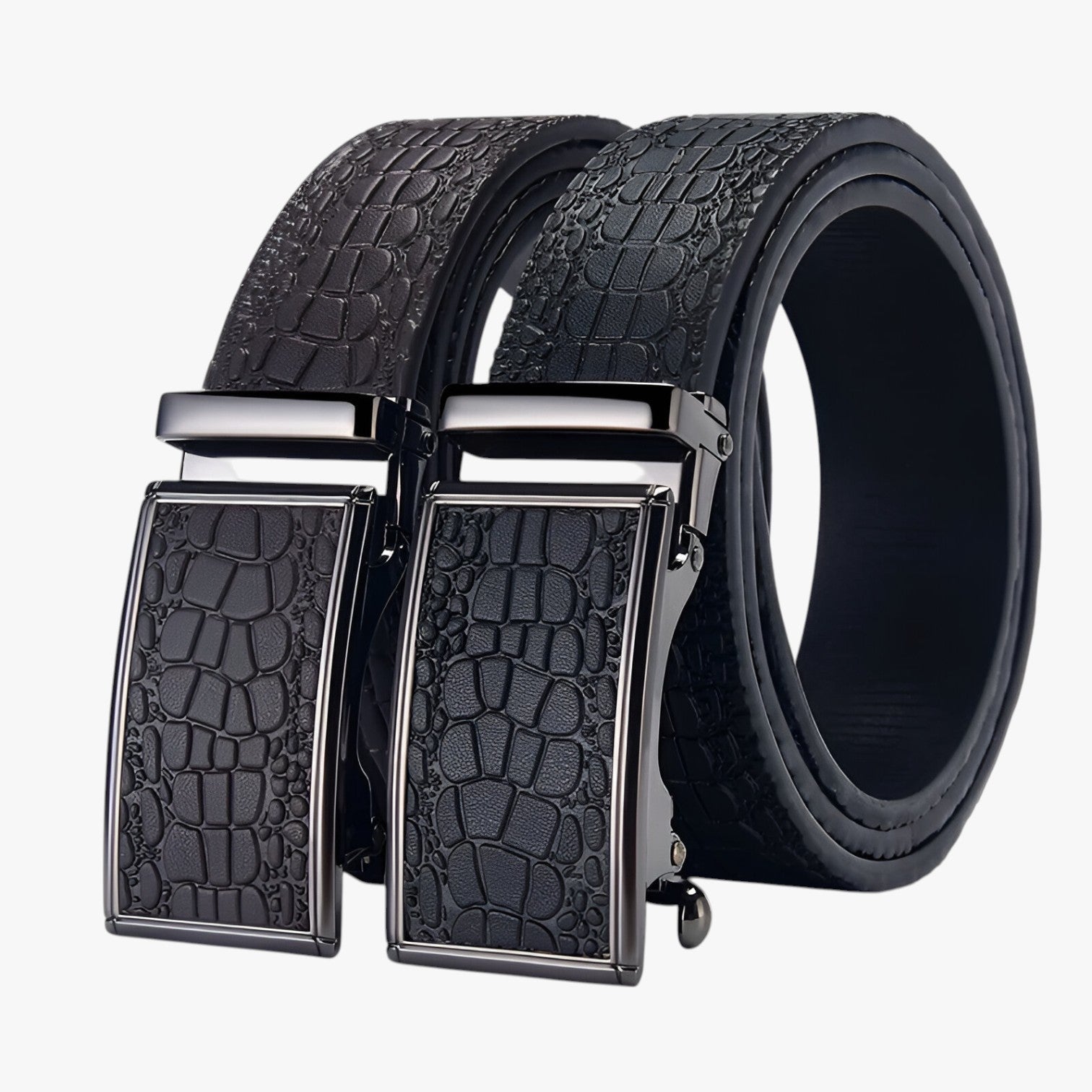 Eithan | Klassisk læderbælte med krokodilletekstur - - men's fashion - {{ product_tags }
