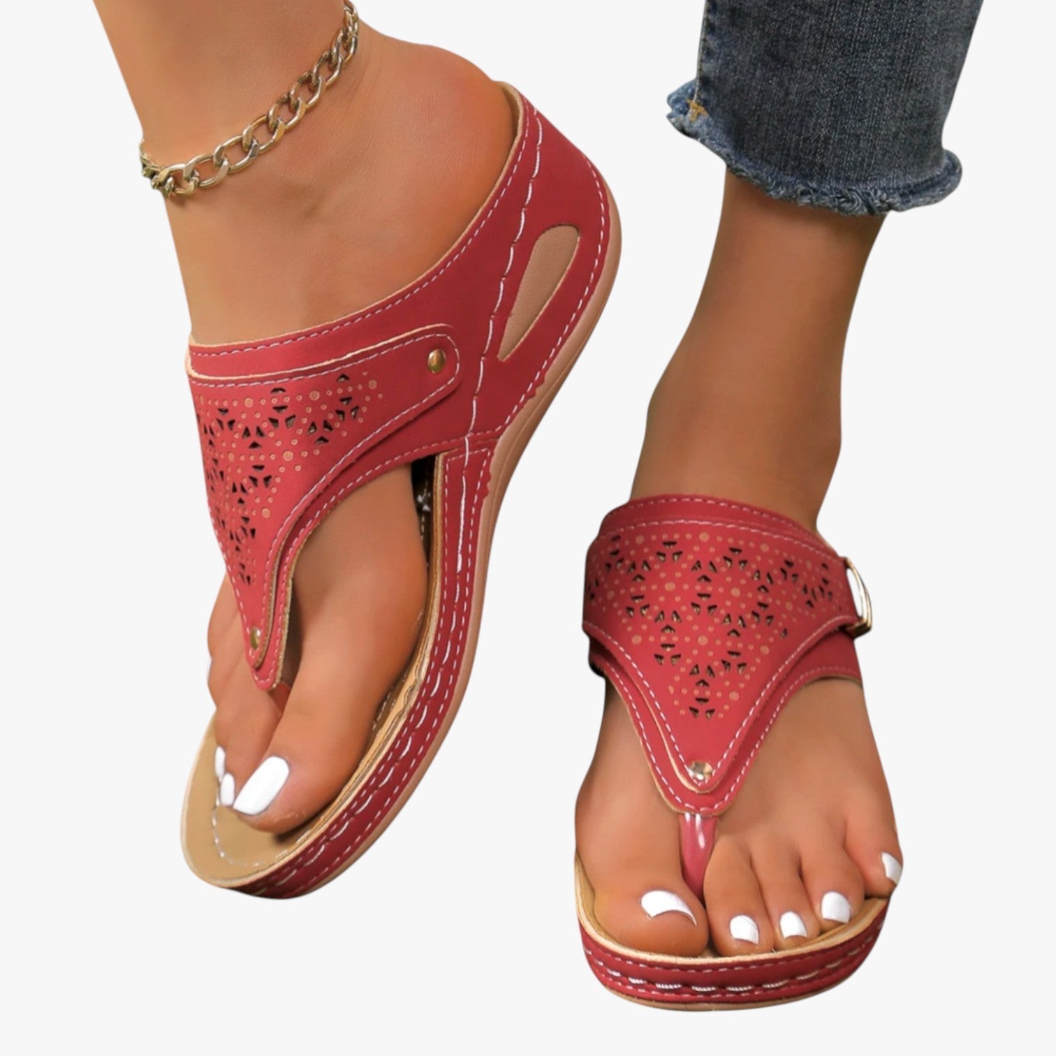 Julia | Bløde ortopædiske damesandaler, skridsikre og med sommerplatform - - Julia | Bløde ortopædiske damesandaler, skridsikre og med sommerplatform - €25 - {{ product_tags }