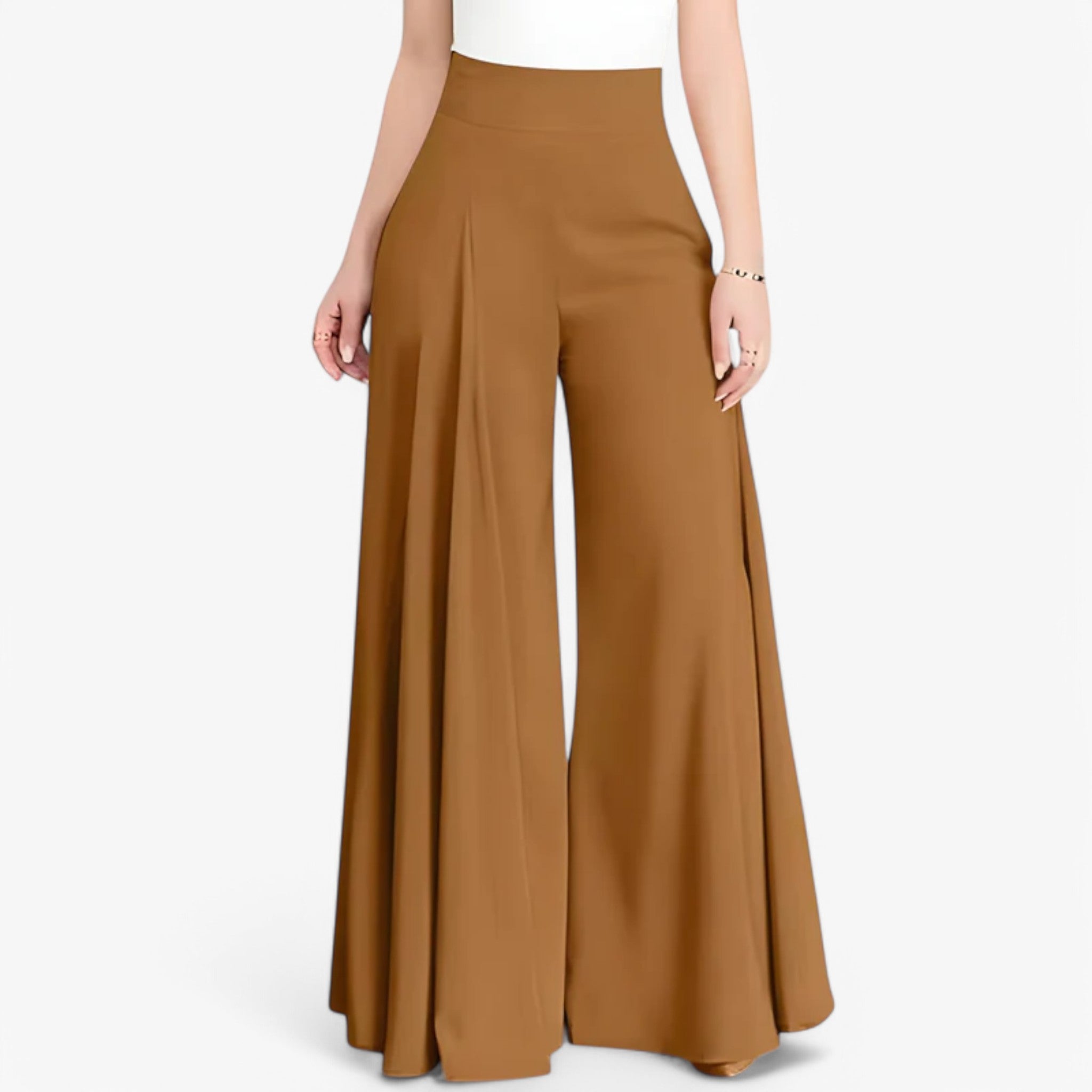 Anna | Bukser med vide ben - smarte og behagelige - Kamel farve - women's fashion - {{ product_tags }