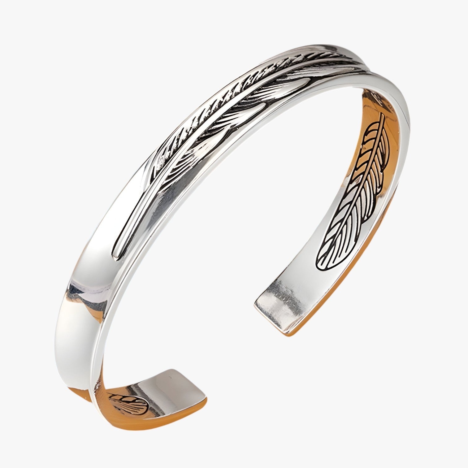 Jayce | Armband i 925 sølv med guldfjer i vintage punk stil - AL123152-2 - Jayce | Armband i 925 sølv med guldfjer i vintage punk stil - €25 - {{ product_tags }