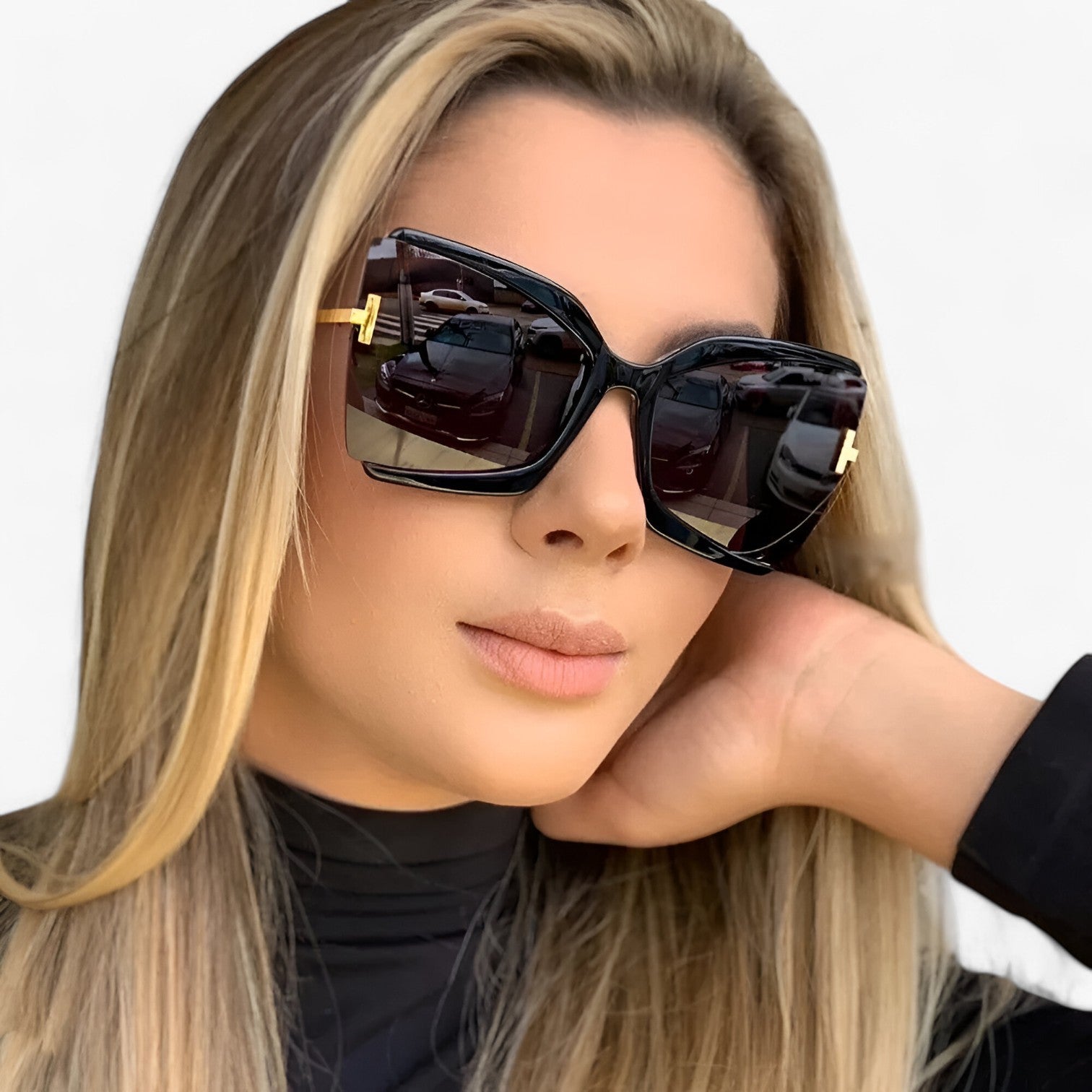 Andrea | Katteøje solbrille med T-beslag - dristig stil, levende farver - - women's fashion - {{ product_tags }