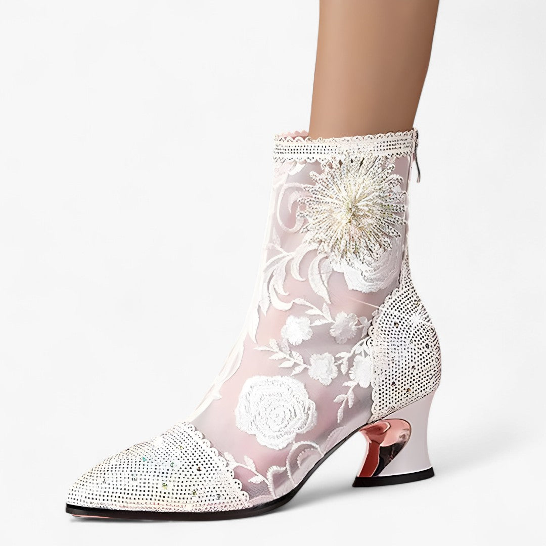 Carmen | Spidse støvler med krystaller og blondegitter - - Carmen | Spidse støvler med krystaller og blondegitter - €25 - {{ product_tags }