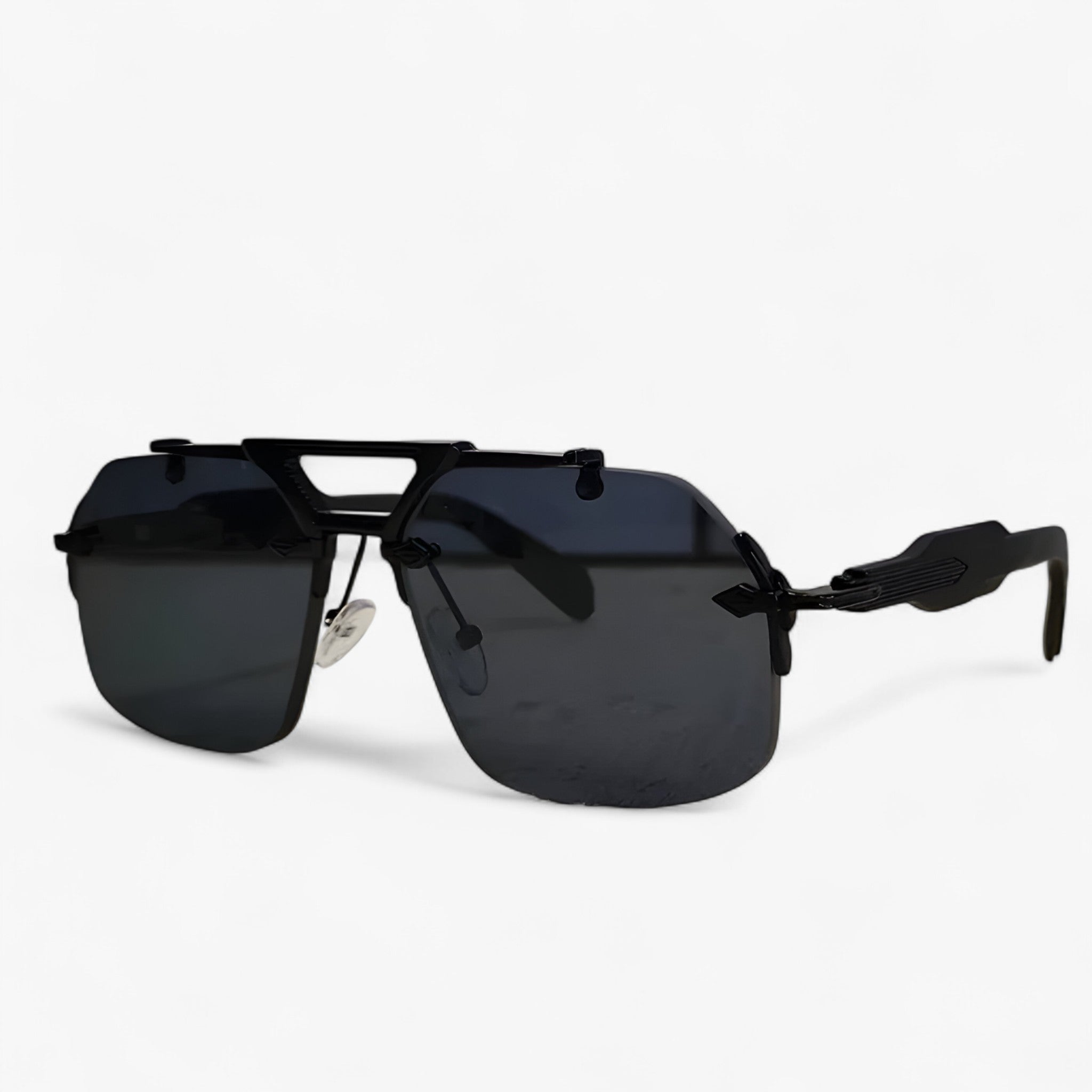 Tabb | Oversized punk metalen randloze zonnebril - SortGrå - women's fashion - {{ product_tags }
