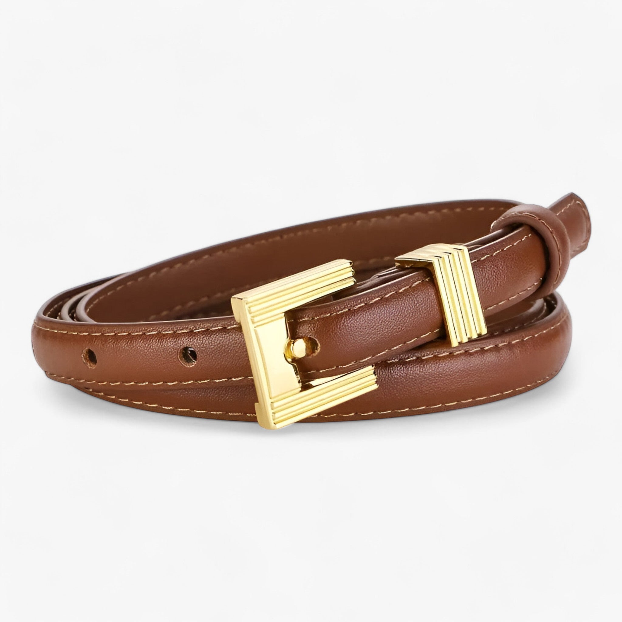 Clea | Dunne læderbælte - Let og komfortabel - Brun 100cm - women's fashion - {{ product_tags }