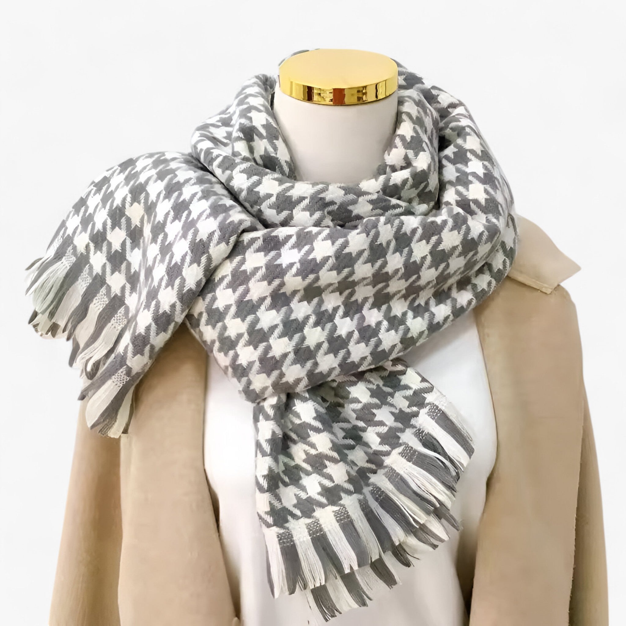 Noa | Sort-Hvid Ruitet Tørklæde – Klassisk, Varmt & Stilet - GRÅ - winter - {{ product_tags }
