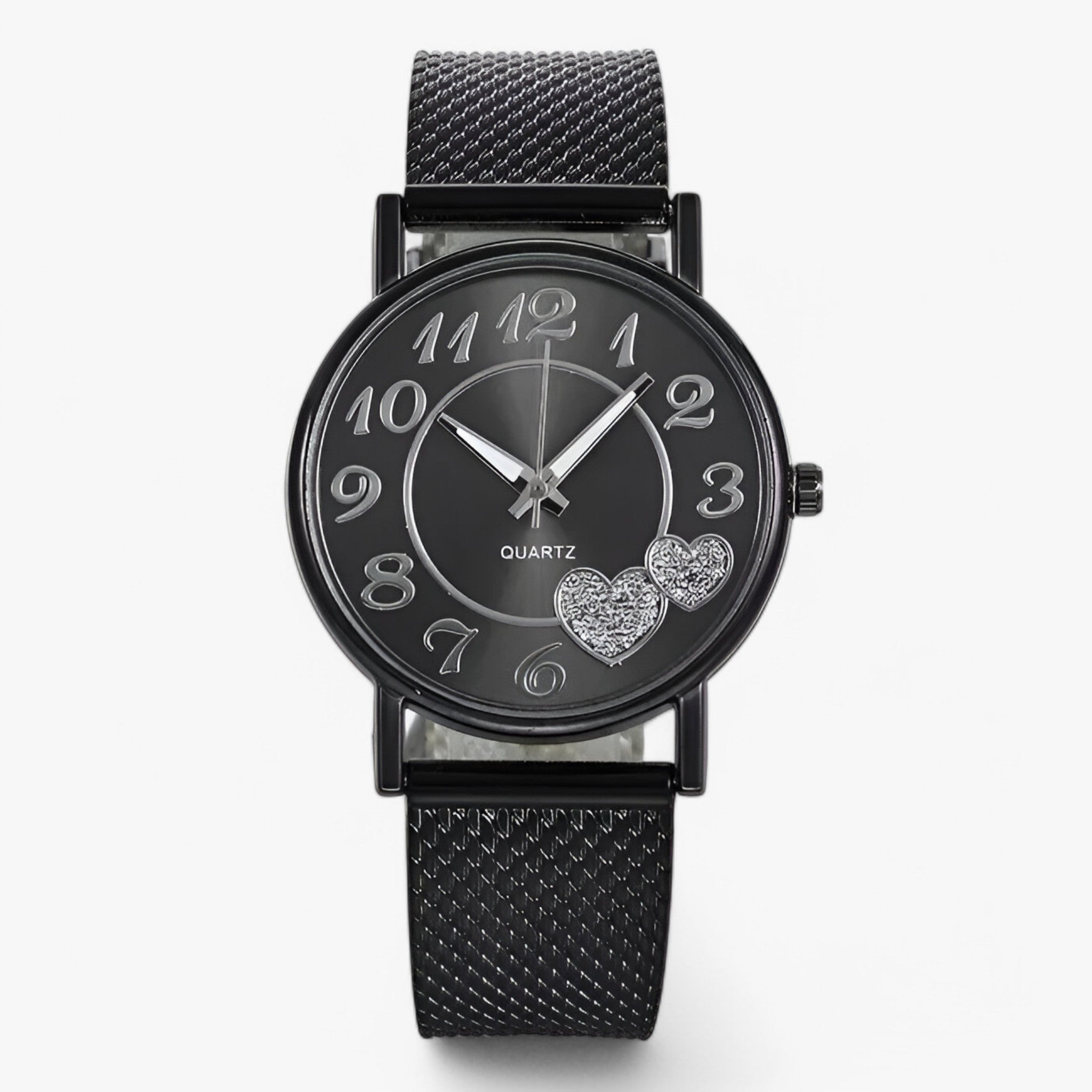 Karina | Elegant rosa guldur med hjerteformet urskive - Sort-2 - watches - {{ product_tags }