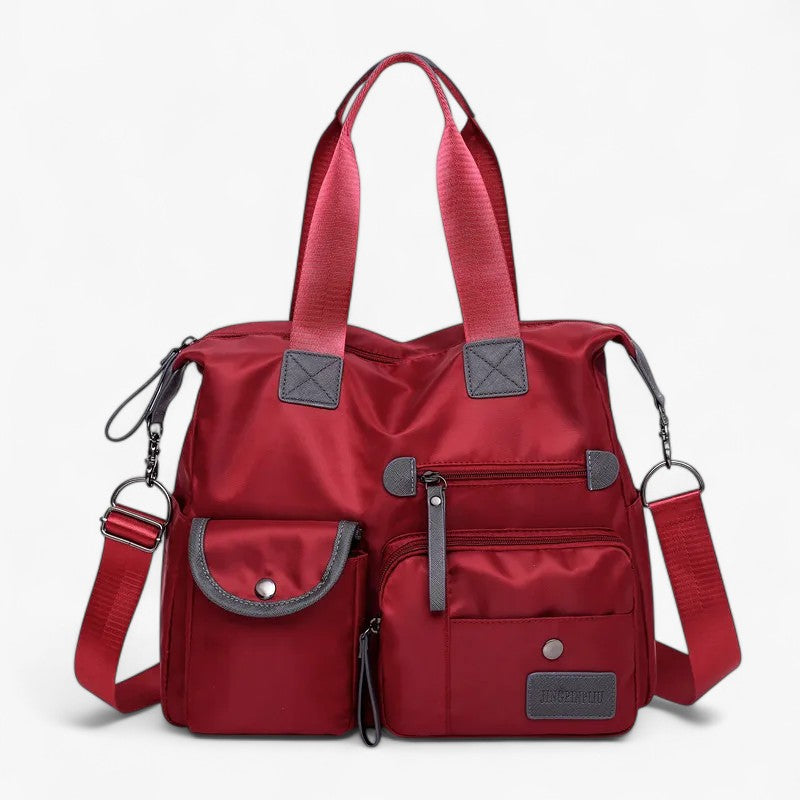 Araceli | Vandtæt Nylon Skuldertaske med Stor Kapacitet - Rød - bags - {{ product_tags }