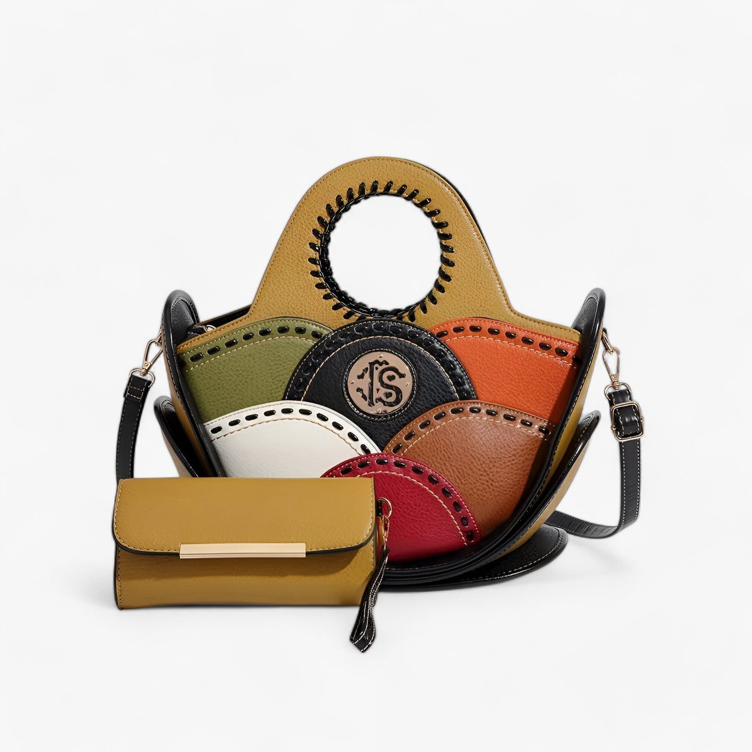Valeria | Stor Læder Skuldertaske med Rummelige Opbevaringslommer - Gul - bags - {{ product_tags }