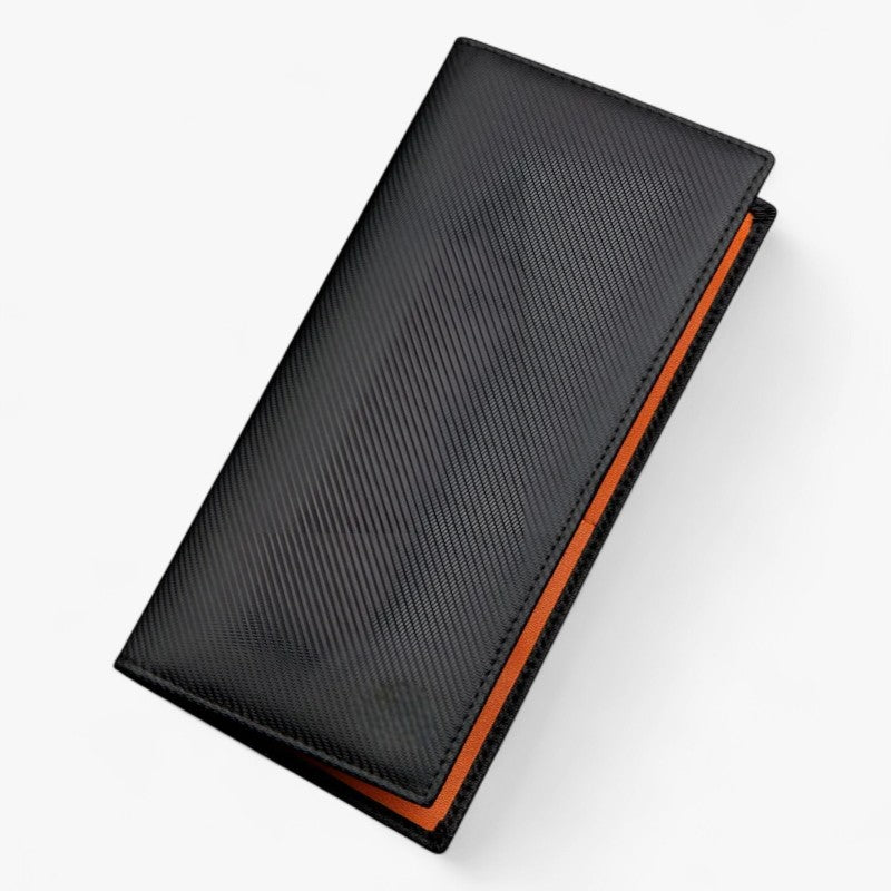 Ivano | Slank Læder Business Pung - Sort Orange Kulstof - bags - {{ product_tags }