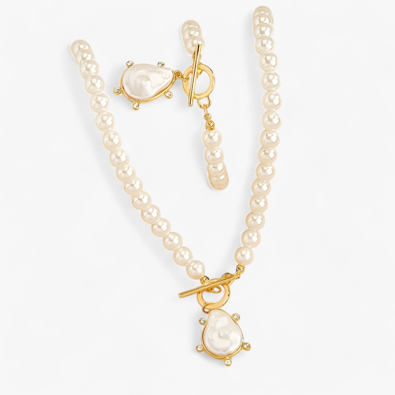 Paula | Uregelmæssigt Perle-Smykkeset – Elegant & Iøjnefaldende - - women's fashion - {{ product_tags }