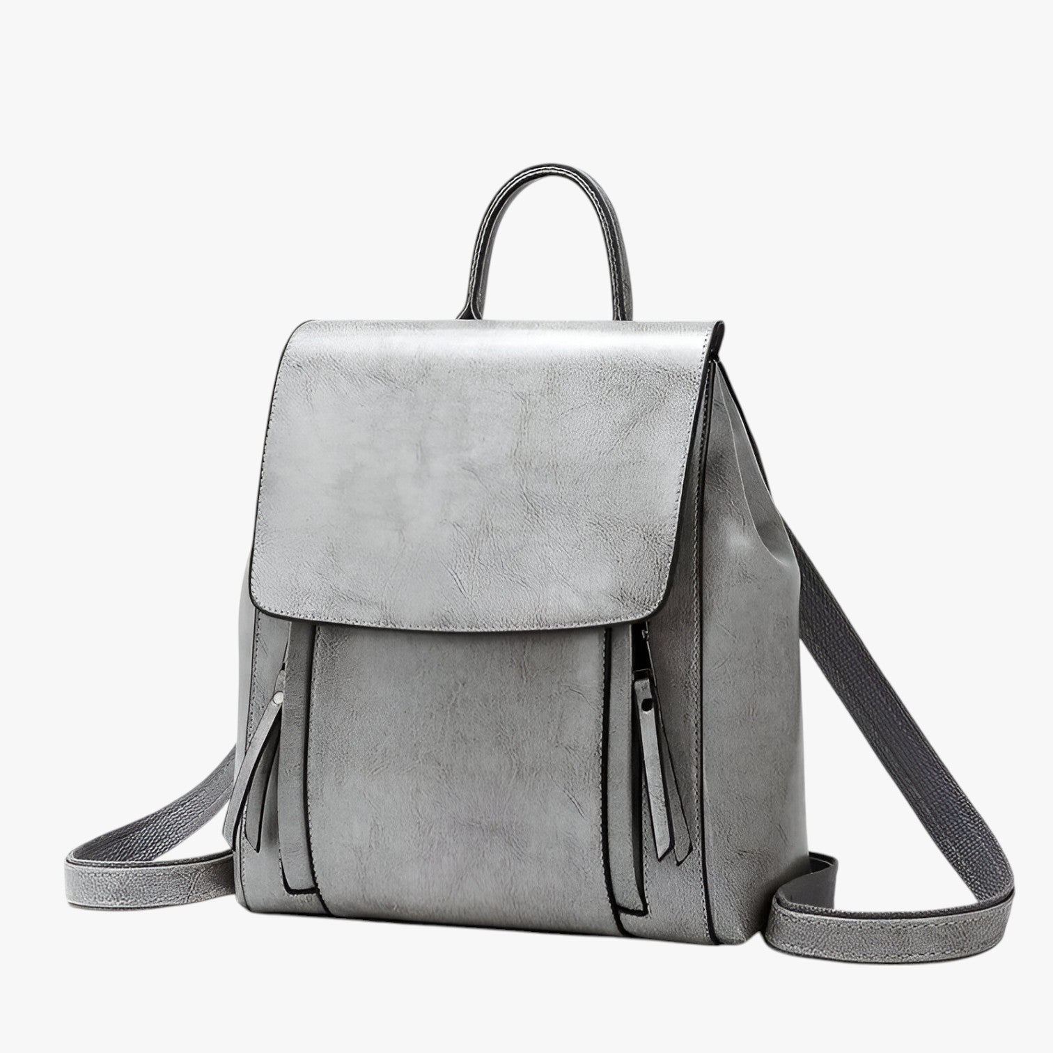 Rylee | Elegant Læderrygsæk til Skole og Arbejde - Grå 31*28*9cm - bags - {{ product_tags }