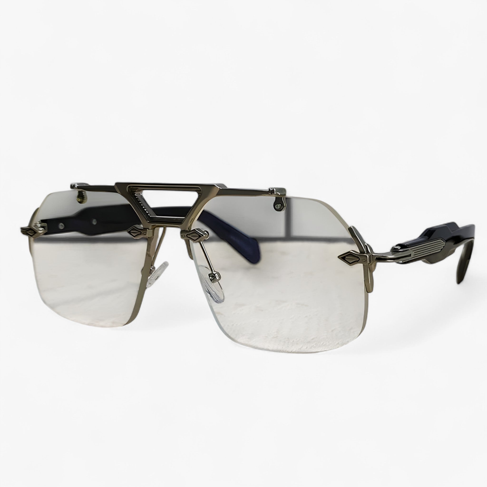 Tabb | Oversized punk metalen randloze zonnebril - Transparent Sølv - women's fashion - {{ product_tags }