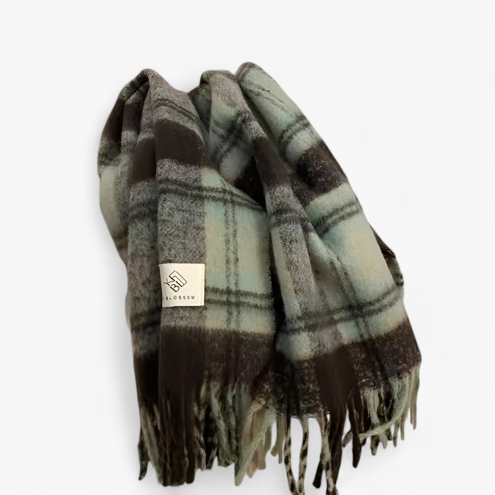 Liv | Varme Mohair Tjekket Sjal – Stilig & Komfortabel - Turkis - winter - {{ product_tags }