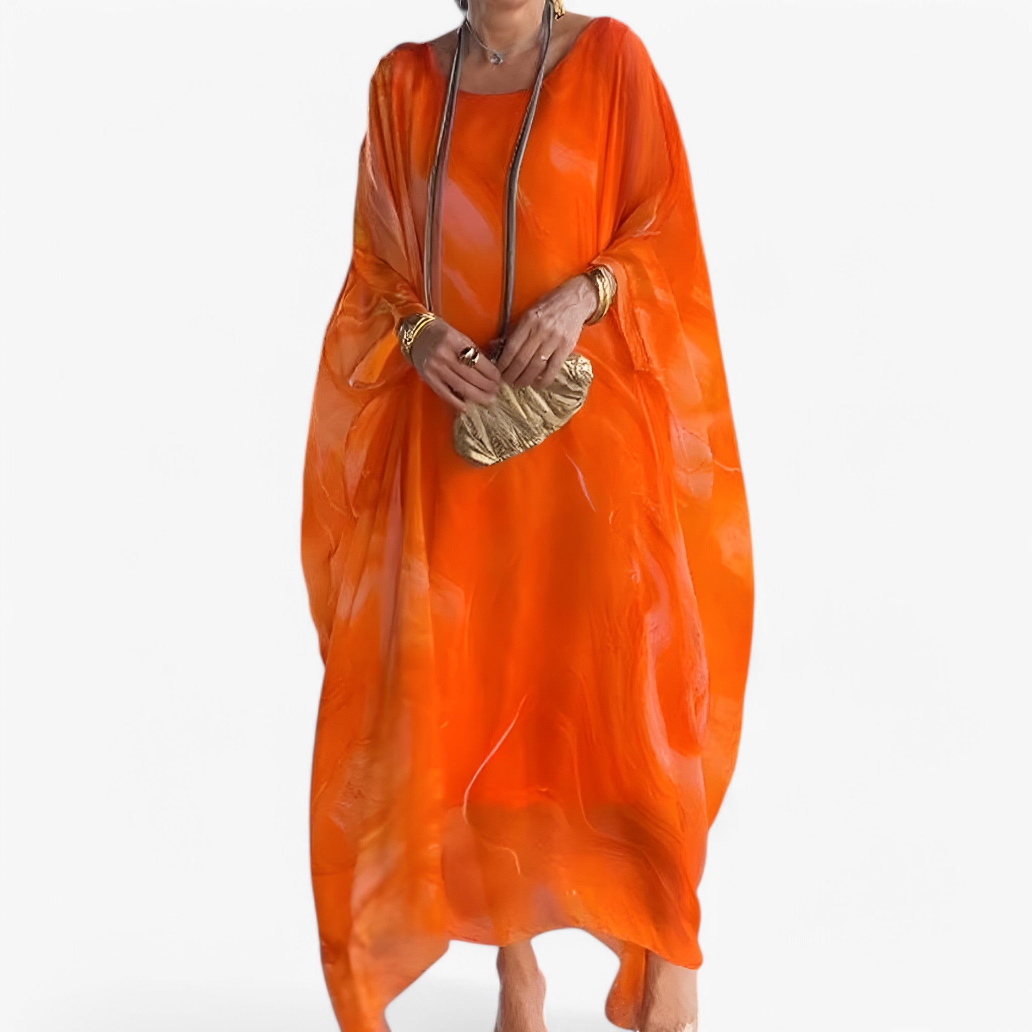 Celeste | Maxi kjole i marmor - Unik og elegant - Orange - women's fashion - {{ product_tags }