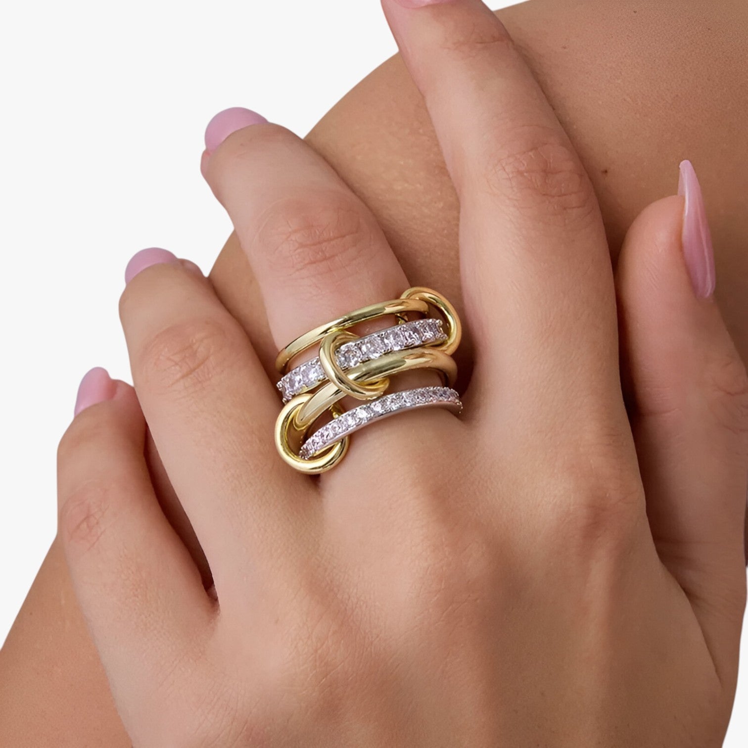 Elise | 18K guld stablede ringe med cubic zirconia - - other - {{ product_tags }