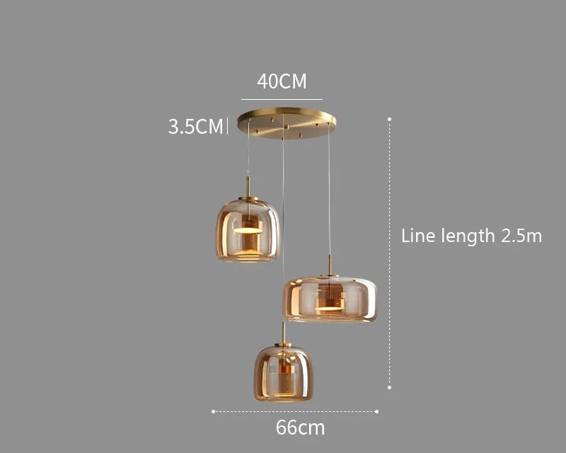Luksus Glas & Metal Pendellampe - Elegant Hængelys - Design 3 Dia - guld - Home Decor - {{ product_tags }