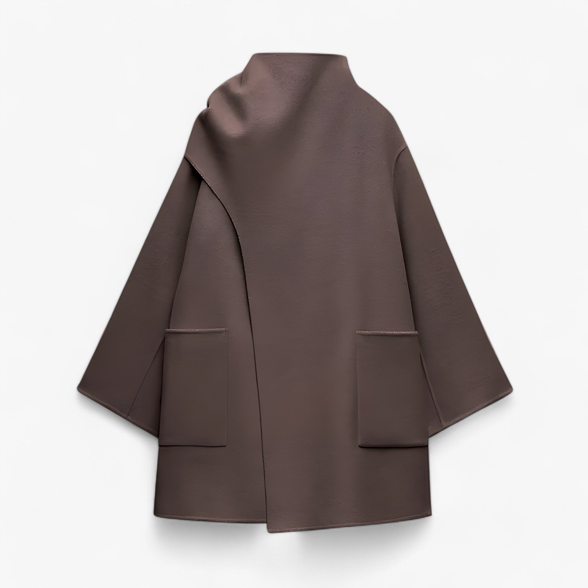 Emma | Elegant Uldfrakke med Halstørklæde – Perfekt til Koldere Dage - Khaki - women's fashion - {{ product_tags }
