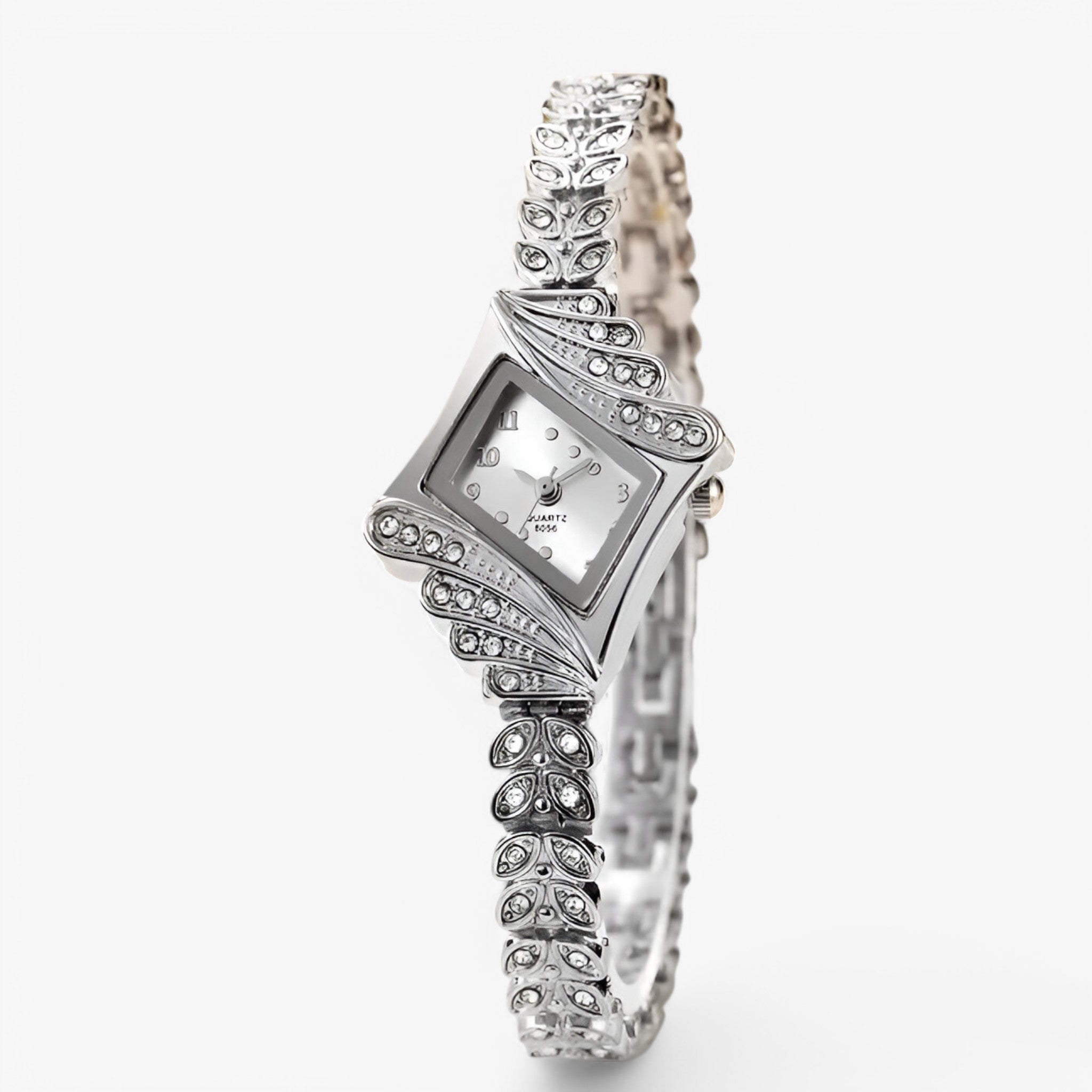 Allegra | Kvarts dameur med krystaller og diamantlænke - sølv - watches - {{ product_tags }