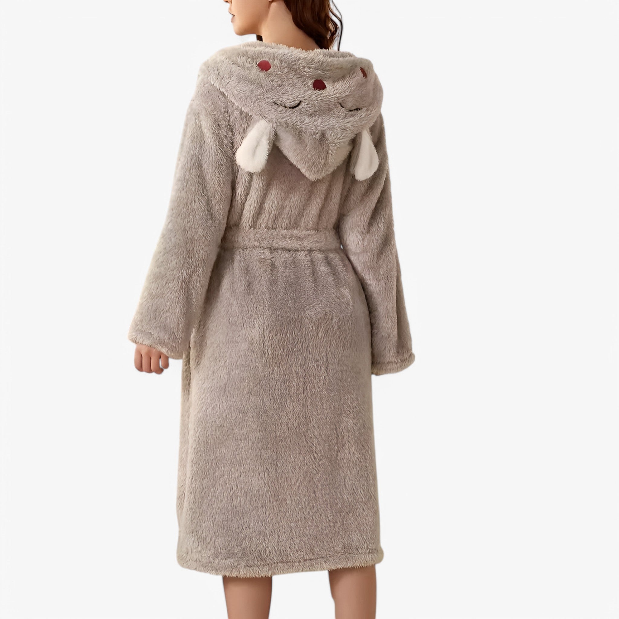 Luna | Søde Kaninøre Flannel Badekåbe - Grå - women's fashion - {{ product_tags }