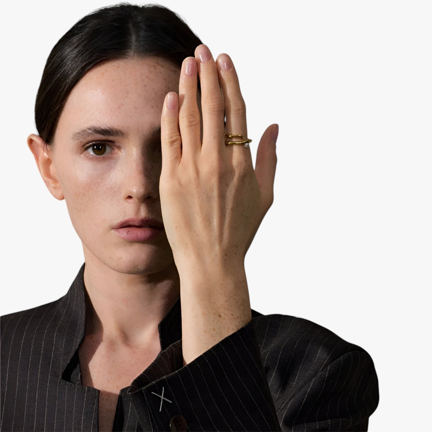 MariJoice | Ring i Stål med Perle – Tidløs Geometrisk Elegance - - other - {{ product_tags }
