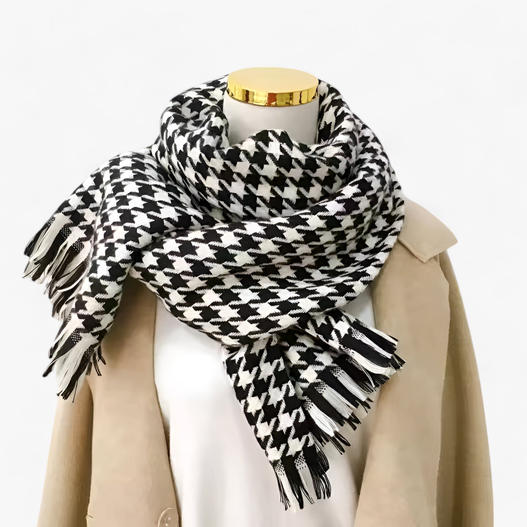 Noa | Sort-Hvid Ruitet Tørklæde – Klassisk, Varmt & Stilet - SORT - winter - {{ product_tags }