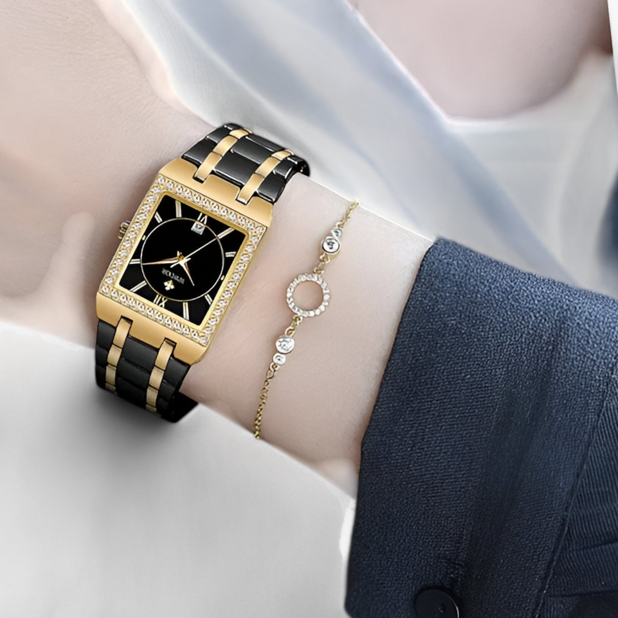 Celeste | Dameur med firkantede diamanter - - watches - {{ product_tags }