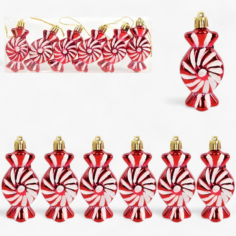 Sternenklar | Sæt med 6 julekugler – festlige røde godte- og snefnugdekorationer - Sæt7 1 +1 GRATIS - christmas - {{ product_tags }