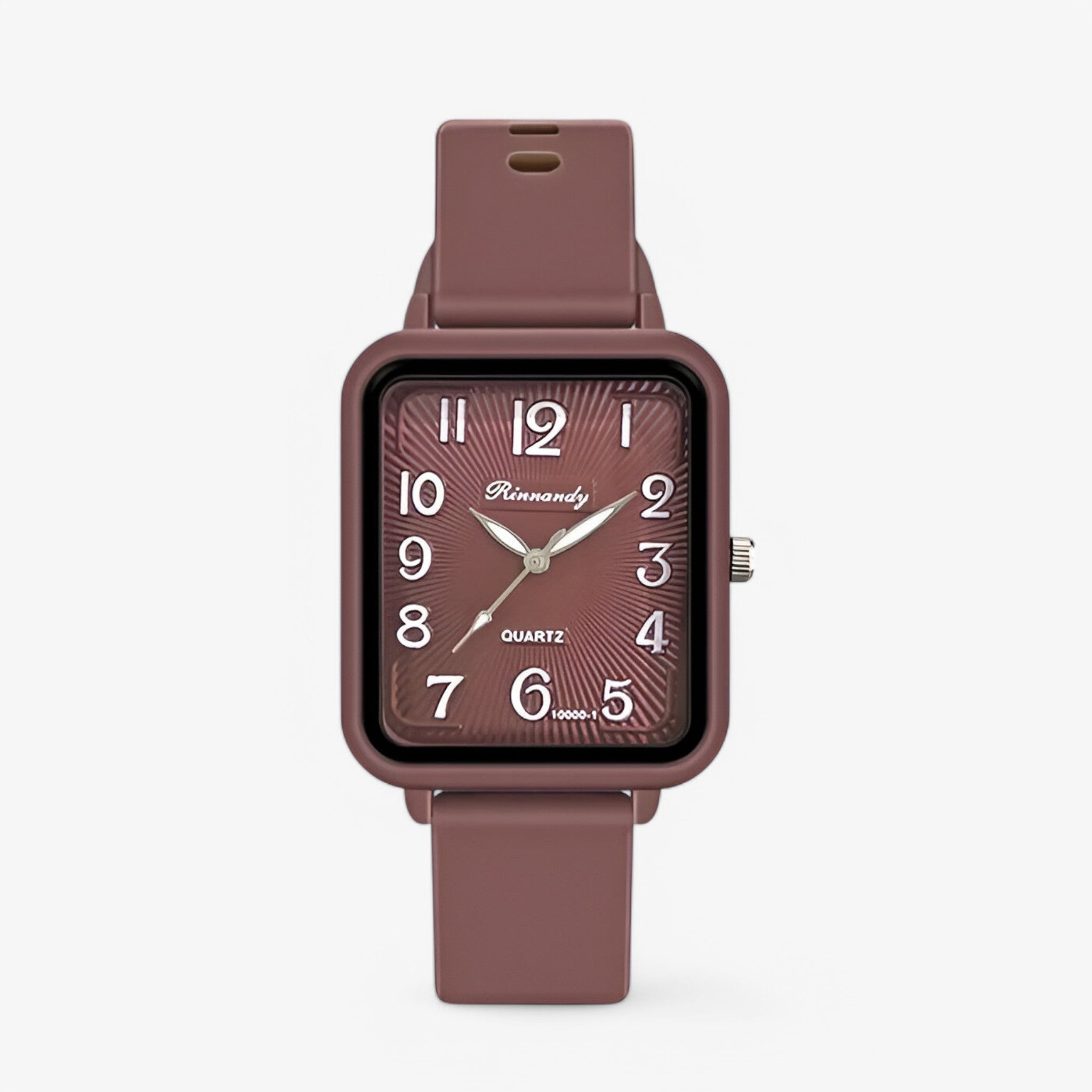 Clara | Rektangulært digitalt ur med silikoneremme - brun - watches - {{ product_tags }