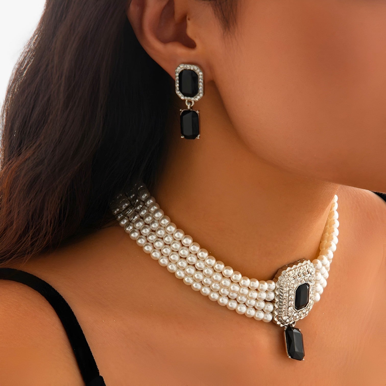 Rebecca | Lacteo Retro Elegance: Flerlaget perle-smykkesæt til damer - - women's fashion - {{ product_tags }