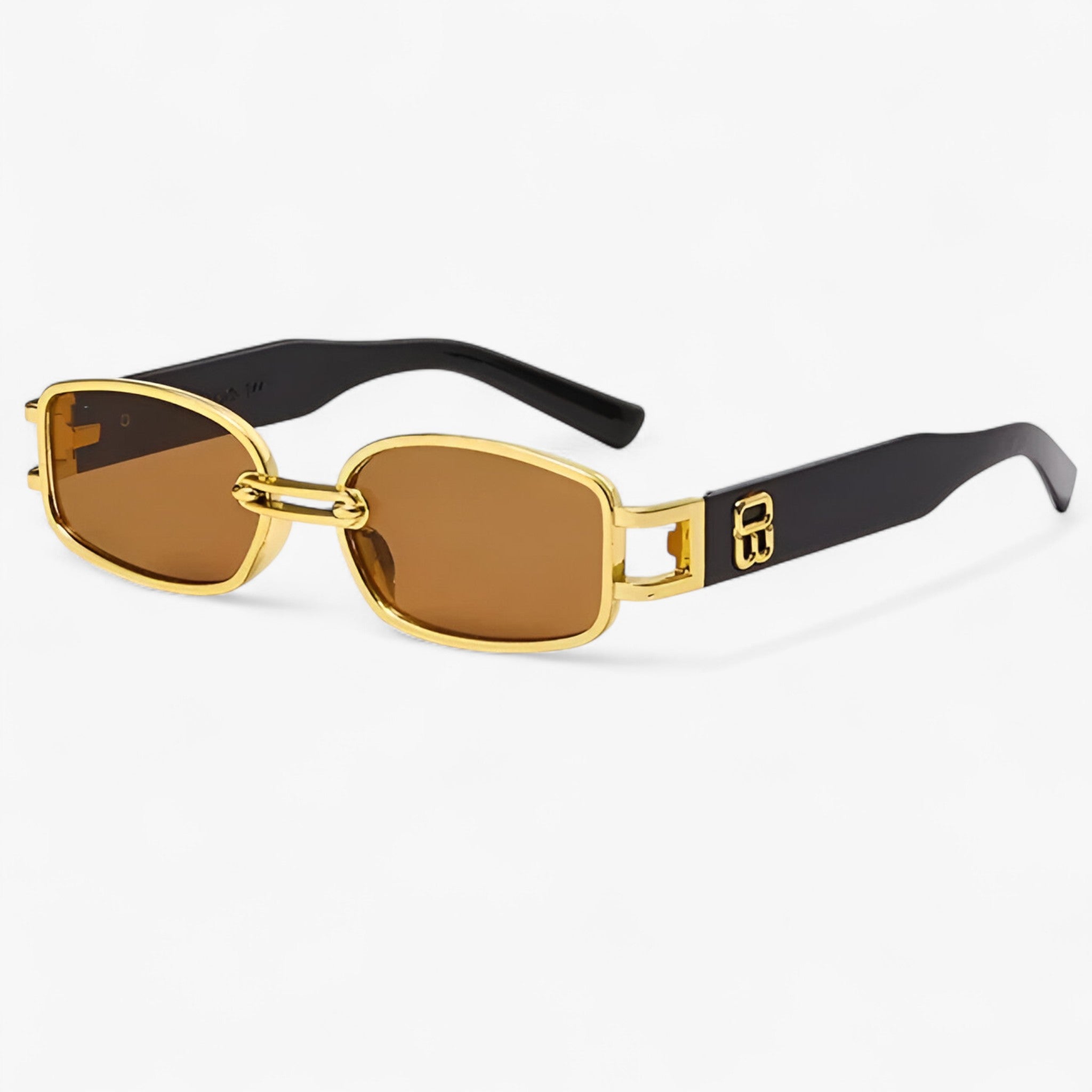Dante | Lille rektangulær solbrille i vintage punkstil - Guld te ramme - Dante | Lille rektangulær solbrille i vintage punkstil- €25 - {{ product_tags }
