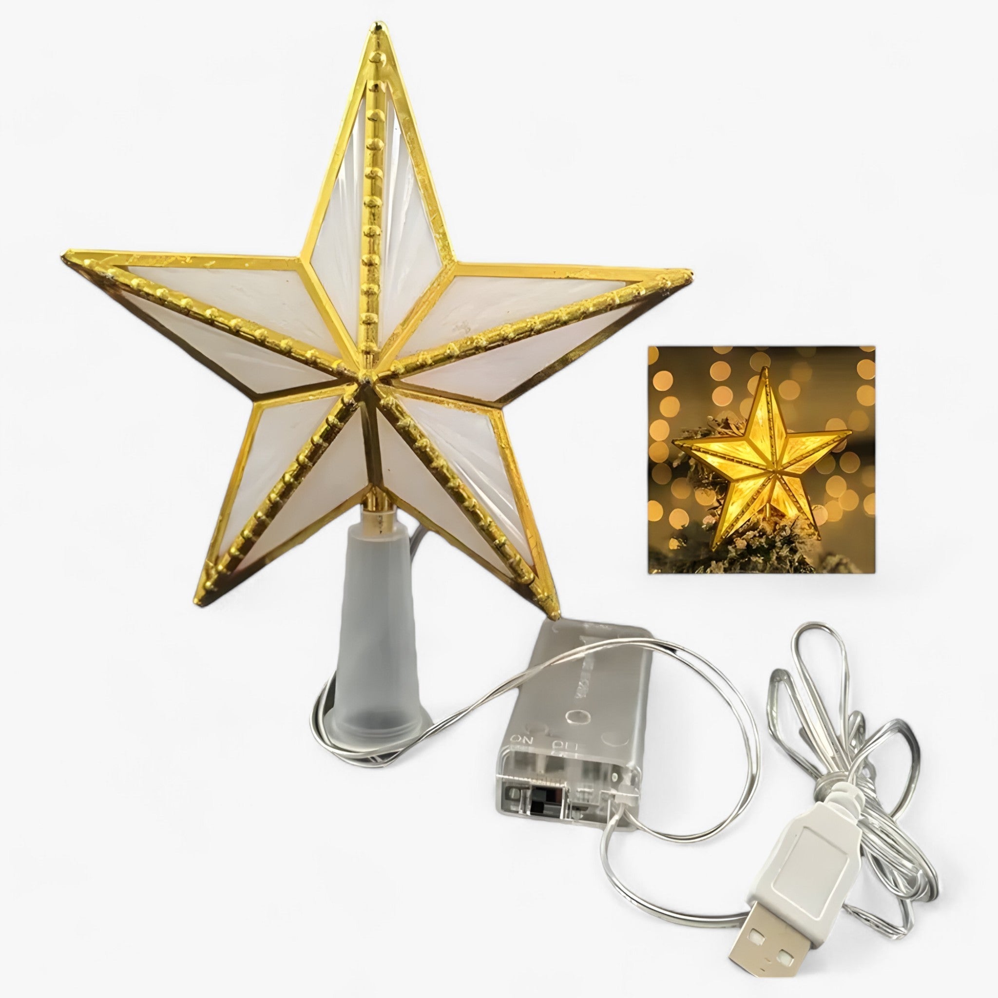 Topper Star | LED Lysende Stjerne med Fem Spidser til Juletræet - Hedder Hvid B 1 +1 GRATIS - christmas - {{ product_tags }