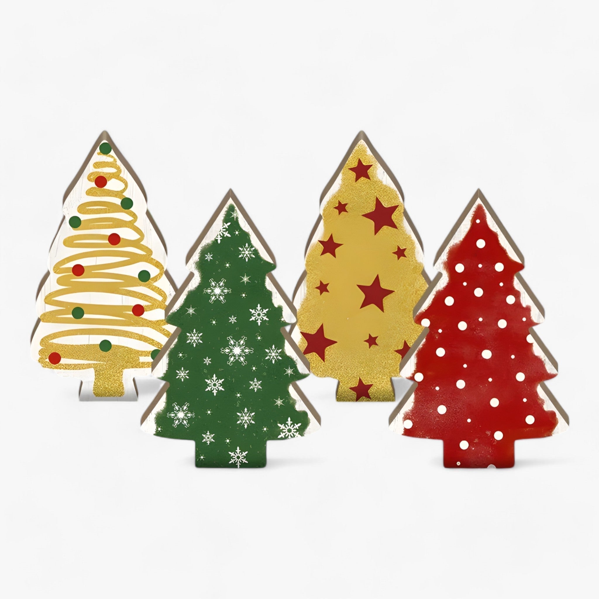 Putuo Decor | Jultræ Borddekoration - Sæt med 4 dele til stuen, landhus og gaver - 5.9X4Tommer - christmas - {{ product_tags }