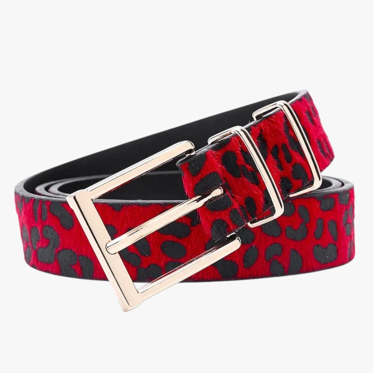 Julianna | Læderegestik i Leopardmønster med Elegant Spænde - Rød - Julianna | Læderegestik i Leopardmønster med Elegant Spænde - €25 - {{ product_tags }