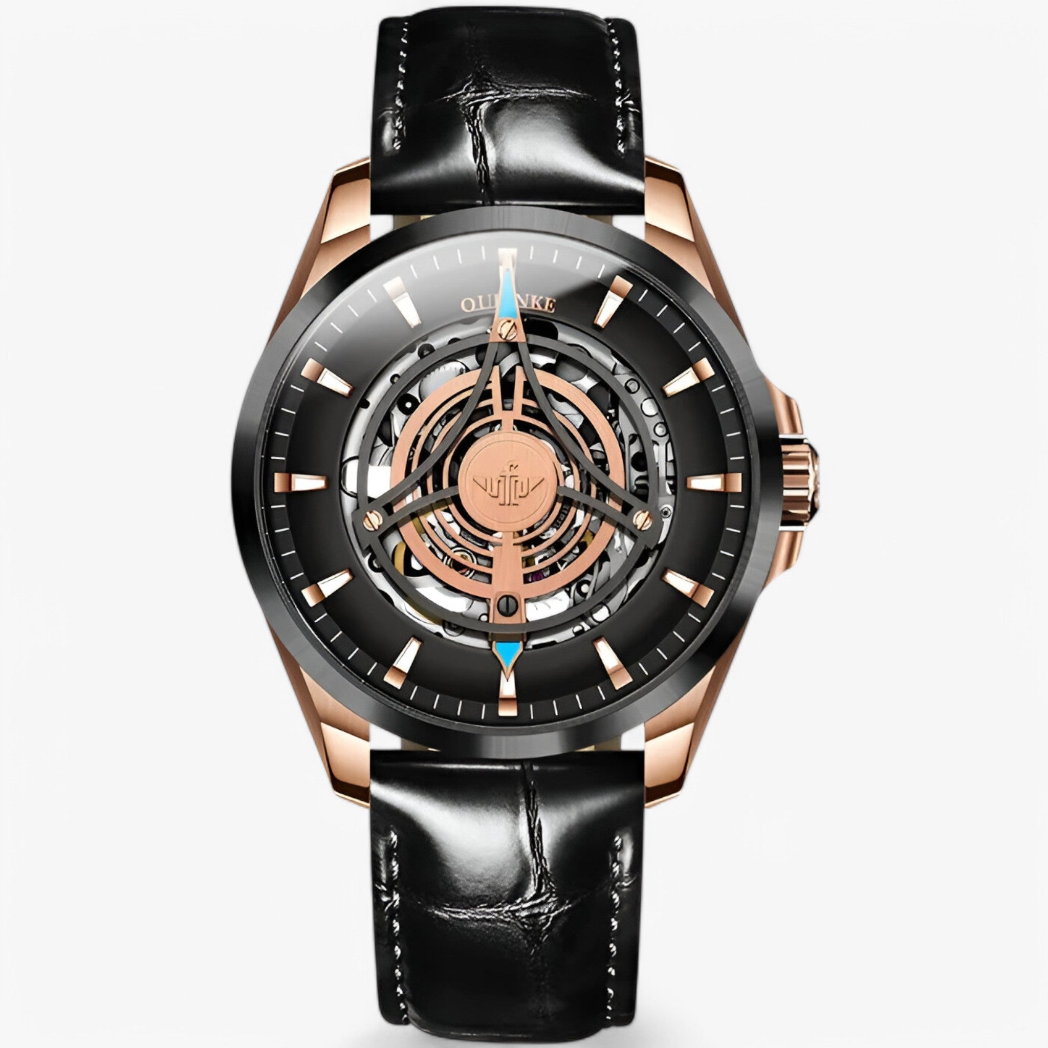 Carlitos | Mekanisk Ur med Hul Urskive - Sort pink læder - watches - {{ product_tags }