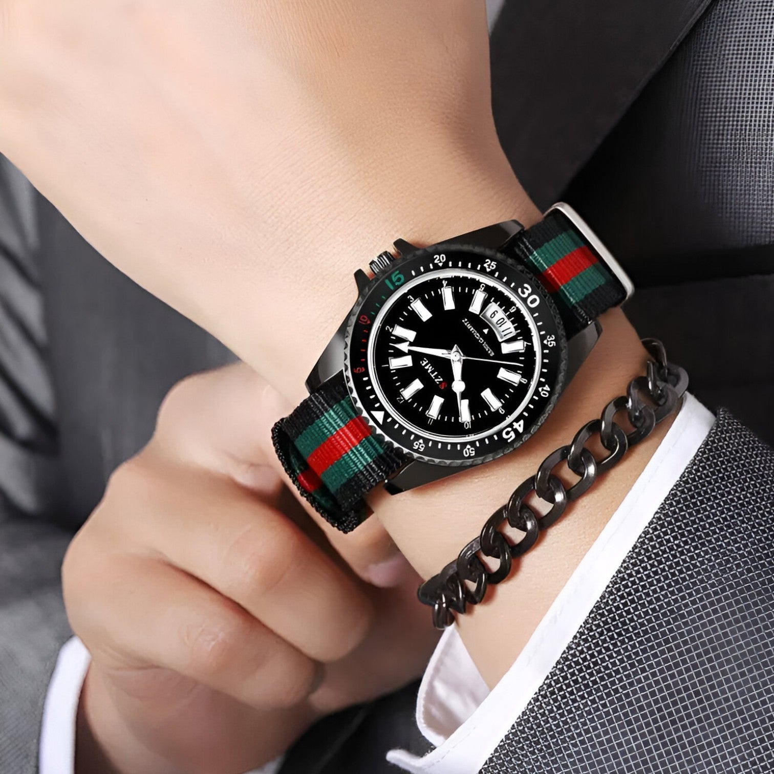 Lincoln | Elegant ur med nylonrem og natlys - - watches - {{ product_tags }