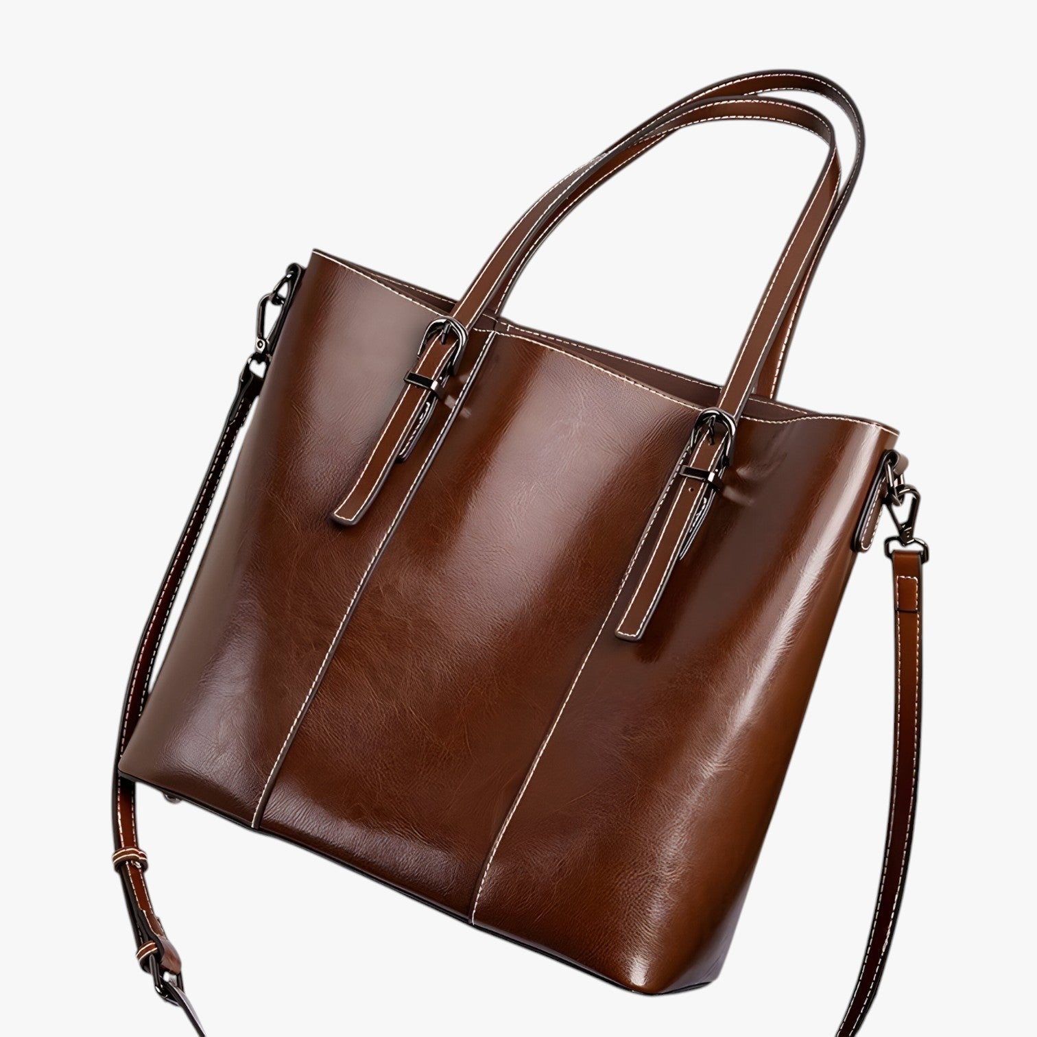 Kayla | Stilfuld lædertaske – Rummelig, komfortabel og perfekt til arbejde - Mørkebrun - bags - {{ product_tags }