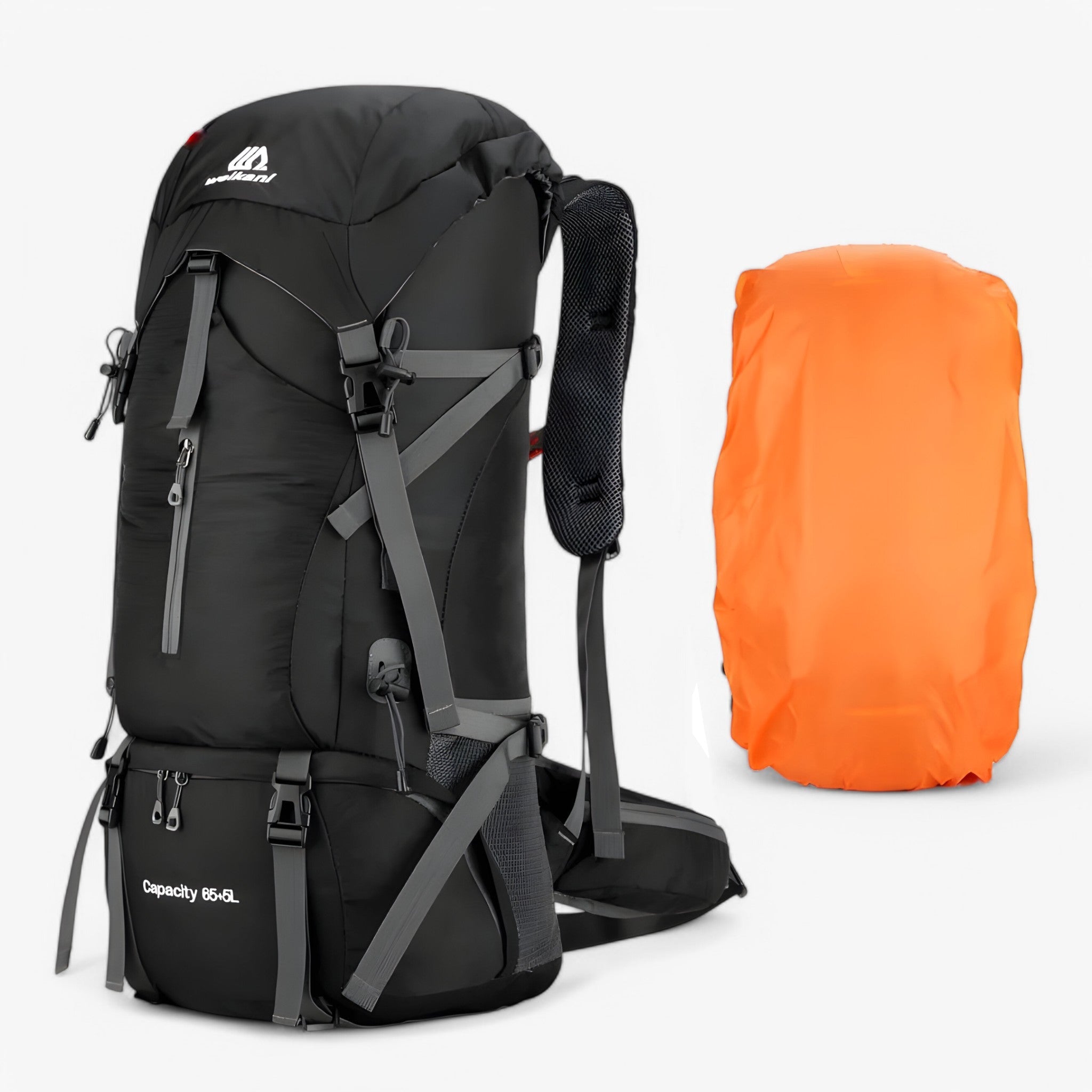 70L Nylon Camping Rugzak med Regncover - 70L Sort - 70L Nylon Camping Rugzak med Regncover - €25 - {{ product_tags }