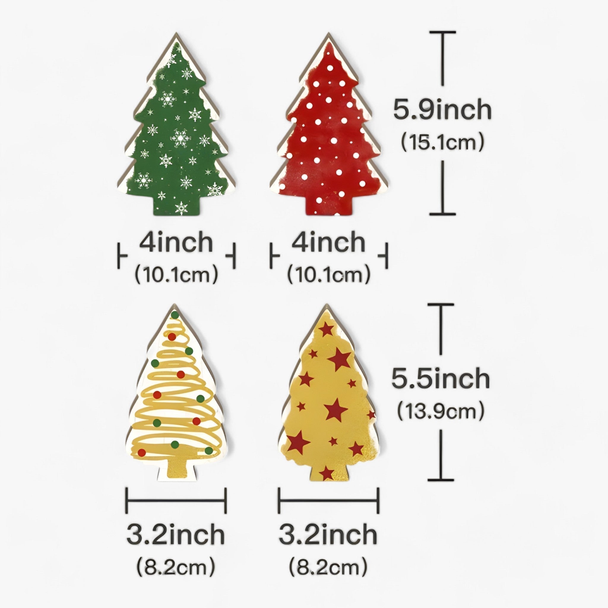 Putuo Decor | Jultræ Borddekoration - Sæt med 4 dele til stuen, landhus og gaver - - christmas - {{ product_tags }