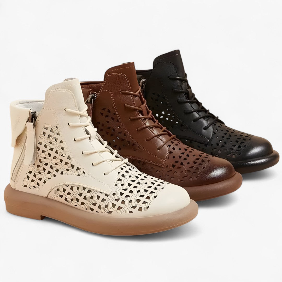 Clara | Perforerede ankelstøvler i ægte læder med stil - - Clara | Perforerede ankelstøvler i ægte læder med stil - €25 - {{ product_tags }