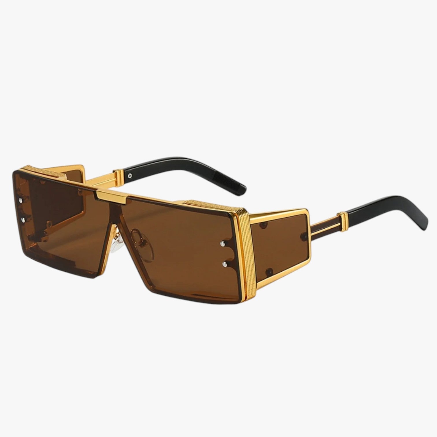 Zamir | Futuristiske firkantedemetal solbriller - Brun - Zamir | Futuristiske firkantedemetal solbriller - €25 - {{ product_tags }