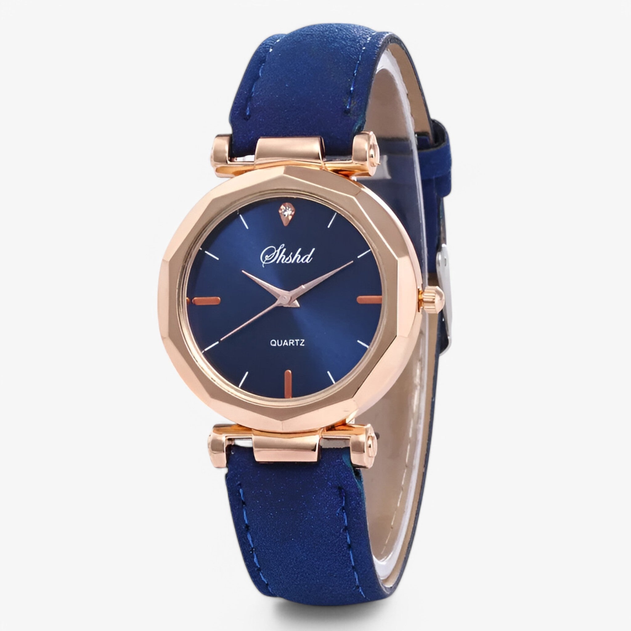 Aria | Læder dameur med krystaller og quartz urværk - Blå - watches - {{ product_tags }