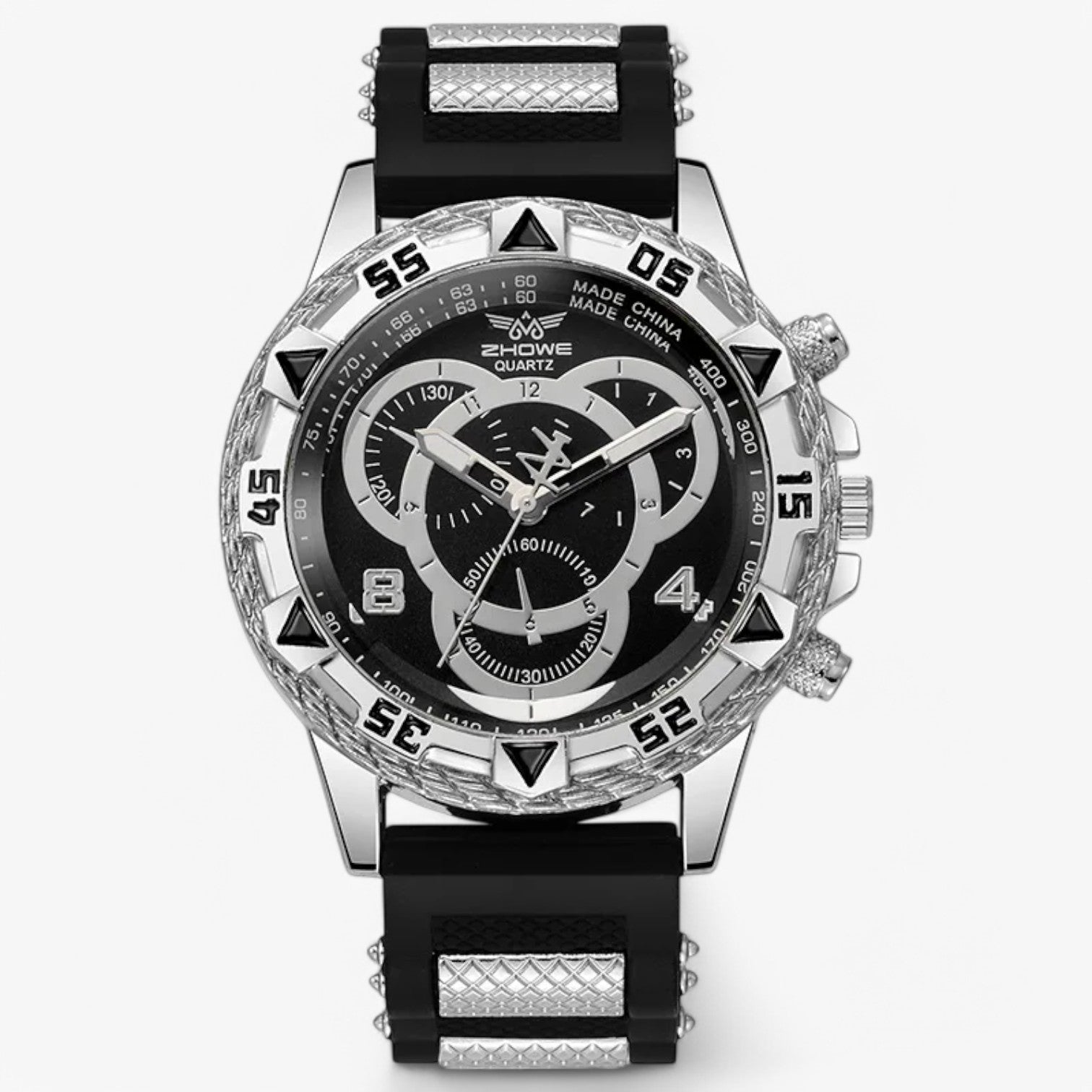 Renato | Stilfuld Sportur med Komfortabel Silikone Rem - Sølv Sort - watches - {{ product_tags }