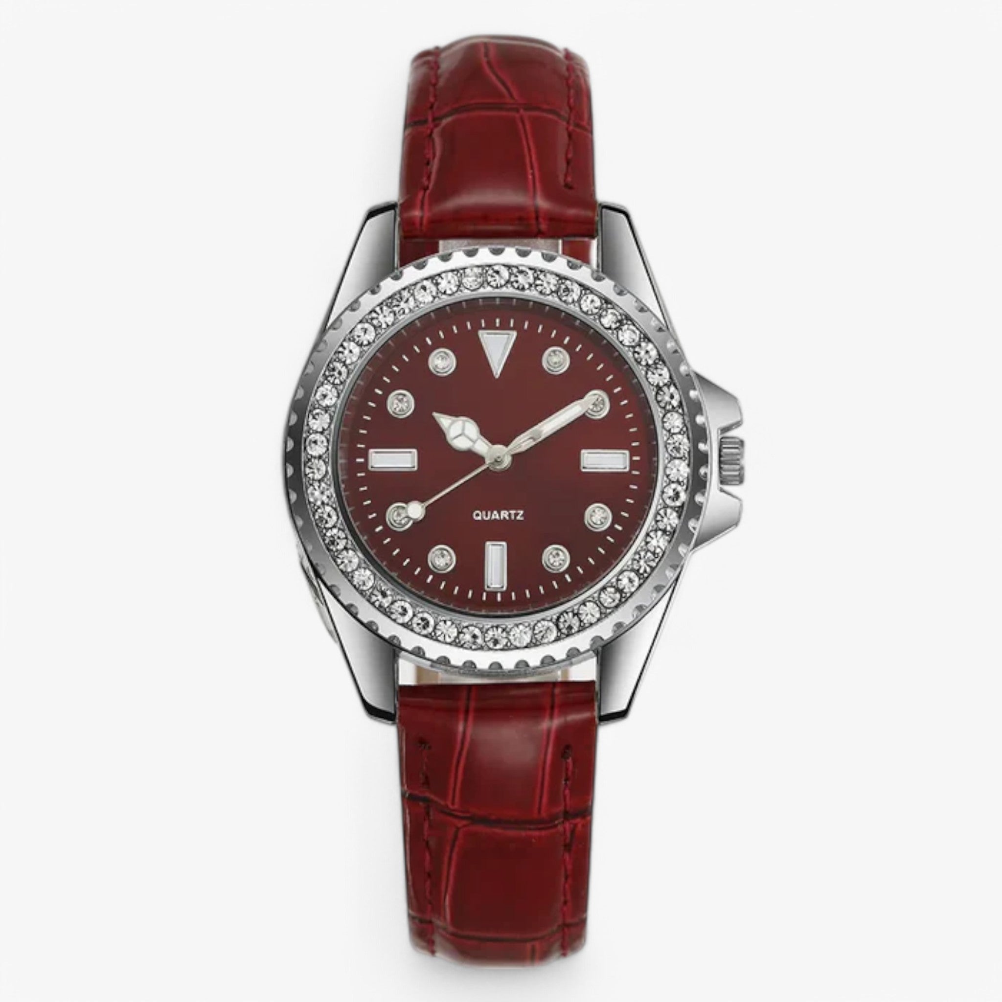 Gemma | Grønt læderur med funklende diamanter - Rød - watches - {{ product_tags }