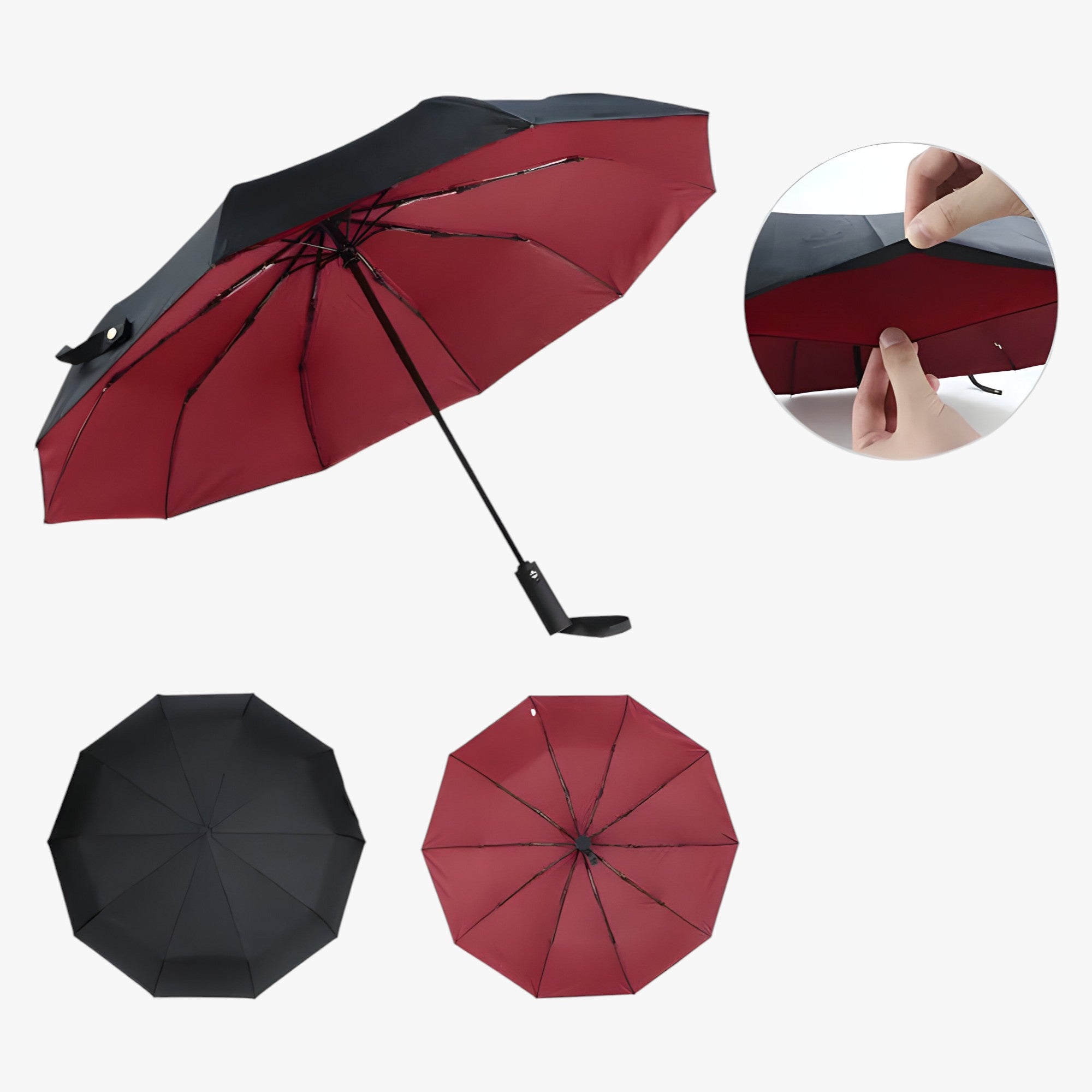 Foldbar | Vindbeskyttende parasol - Stort og holdbart til alle vejrforsikringer - Bordeaux - Foldbar | Vindbeskyttende parasol - Stort og holdbart til alle vejrforsikringer- $25 - {{ product_tags }
